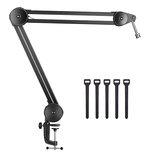 Puroma Microphone Arm Stand Adjustable Suspension Boom Scissor Arm Stand Upgraded Heavy Duty Microphone Stand with 5 Ties for Blue Yeti, Snowball, and Blue Yeti Nano (Medium) - Medium