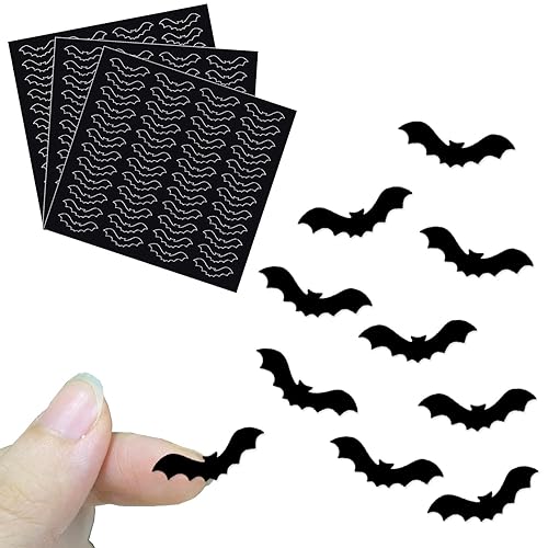 Halloween Decorations 144PCS Tiny Bat Stickers for Halloween Party Supplies Birthday Party Favors - Black