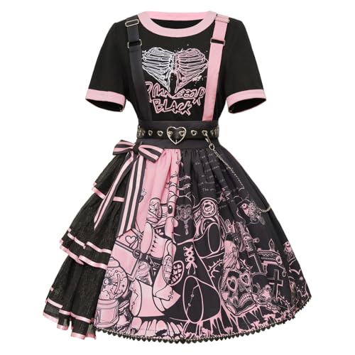 Teyujosem Women's Gothic Punk Skirt Cute Printed Dress Halloween Party Costume - Medium - Ymx070