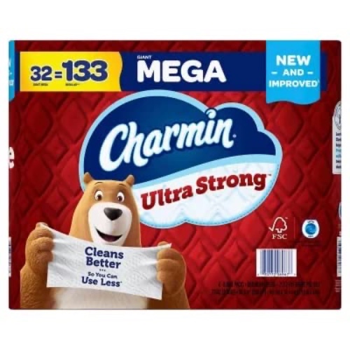Charmin Ultra Strong Toilet Paper Giant Mega Rolls (253 sheets/roll,32 rolls) - 32 Count (Pack of 1)