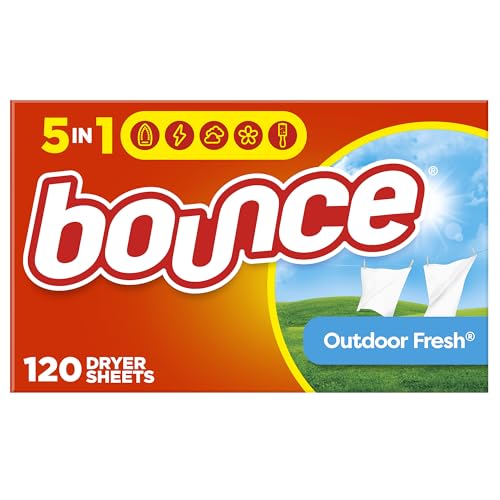 Bounce Dryer Sheets Laundry Fabric Softener, Outdoor Fresh Scent, 120 Count - 120 Count (Pack of 1) - Dryer Sheets, 120 count
