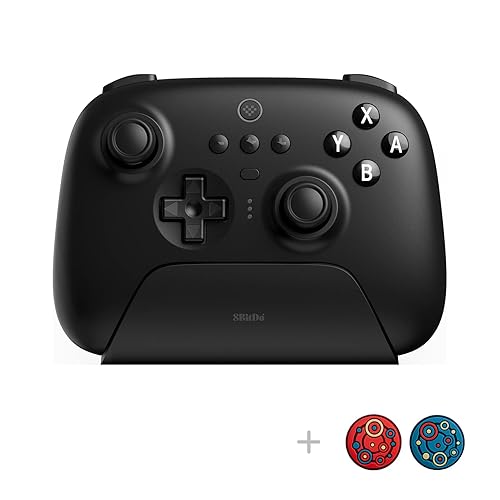 8Bitdo Ultimate Bluetooth Controller with Charging Dock, 2.4g Wireless Pro Gamepad with Back Buttons, Hall Joystick, Motion Controls and Turbo Function for Switch, Steam Deck & PC Windows (Black) - Black