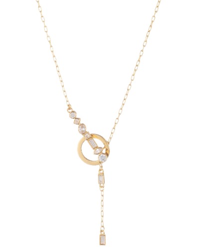 Federica Lariat Circle Necklace - 18k Rose Gold Plated