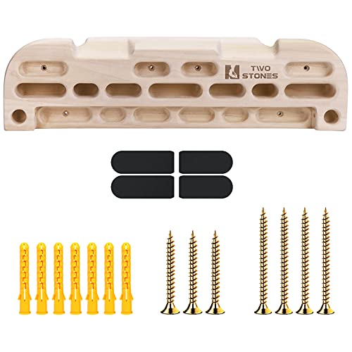 TWO STONES Wooden Hangboard Rock Climbing Pull Up Bar Designed Training for Climbing, Wooden Fingerboard Climbing Training Board for Building Core Strength and Endurance - CJ-HB2049BX - Boxwood