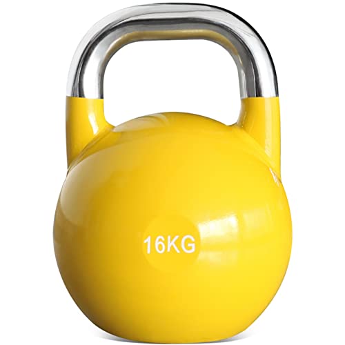PRISP Steel Competition Kettlebell Weight - Pro Grade, Heavy Duty Cast Steel - 16.0 Kilograms