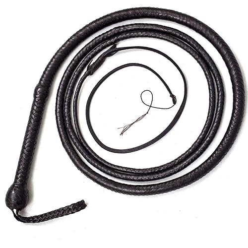 Bull Whip 06 to 16 Feet 12 Strands Real Cowhide Leather Equestrian Bullwhip Leather Belly & Leather Bolster Inside - 6 Feet