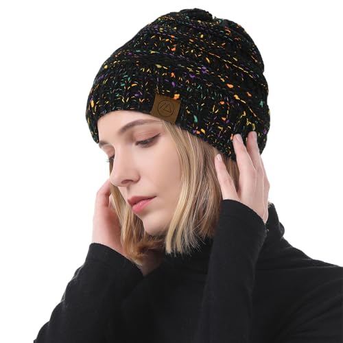 American Trends Winter Hats for Women 4 Pack Beanie Hats Caps Knit Chunky Slouchy Beanie Hats - One Size - Z Black Dot