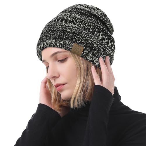American Trends Winter Hats for Women 4 Pack Beanie Hats Caps Knit Chunky Slouchy Beanie Hats - One Size - Black & Grey