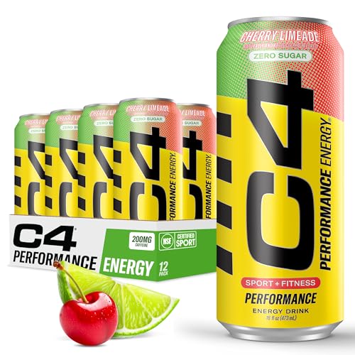 C4 Original Sugar Free Energy Drink 16oz (Pack of 12) | Cherry Limeade | Pre Workout Performance Drink with No Artificial Colors or Dyes - Cherry Limeade - 16 Fl Oz (Pack of 12)