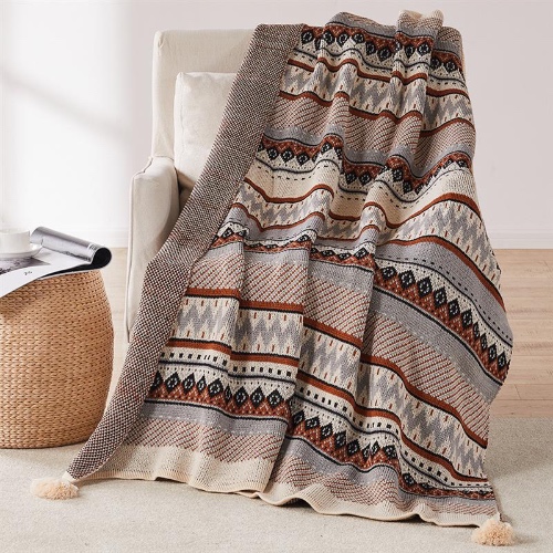 Soft Tassel Bohemian Throw - Bohemian Coffee / 51.1" x 66.9" (130x170cm)