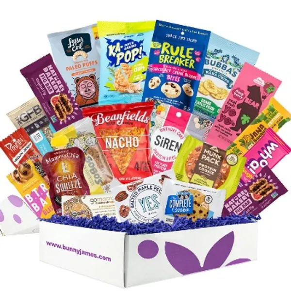 Healthy Vegan Snacks Care Package: Mix of Vegan Cookies, Protein Bars, Chips, Vegan Jerky, Fruit Nut Snacks, Great Vegan Gift Basket Alternative