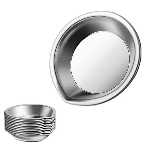 HUBEST 12pcs Stainless Steel Small Round Paint Tray