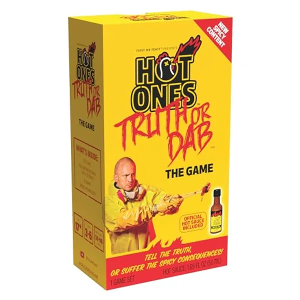 Wilder Games Hot Ones Truth or Dab The Game - Hot Sauce Included (Ages 17+)