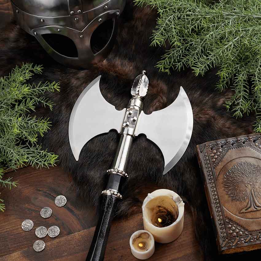 Two-Blade Fantasy Fighting Axe - Medieval Collectibles