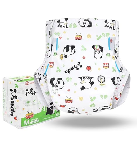Landofgenie Adult Diapers Panda Printed Diaper Incontinence Underwear Maximum Overnight Absorbency Diapers with Tabs 10 Pieces (Medium 28"-38") - Panda - Medium