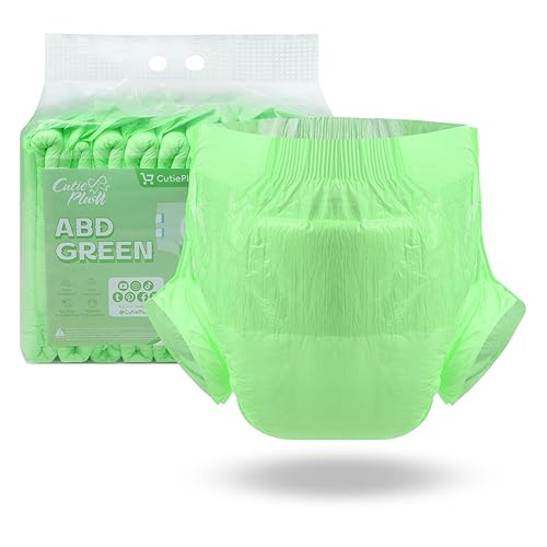 CutiePlusU Disposable Adult Diaper Heavy Absorption Dry Surface Adult Diapers All Night- Green 10 Pieces (Medium 28"-38") - Green-m - Medium