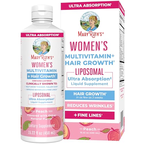 Women's Multivitamin + Lustriva Hair Growth Liposomal | Biotin 10000mcg | Clinically Tested for Thicker Hair, Wrinkles, Fine Lines, Skin Care | with Ashwagandha & Maca Root | Ages 18+ | 15.22 Fl Oz - Womens + Hair Growth - 15.22 Fl Oz (Pack of 1)