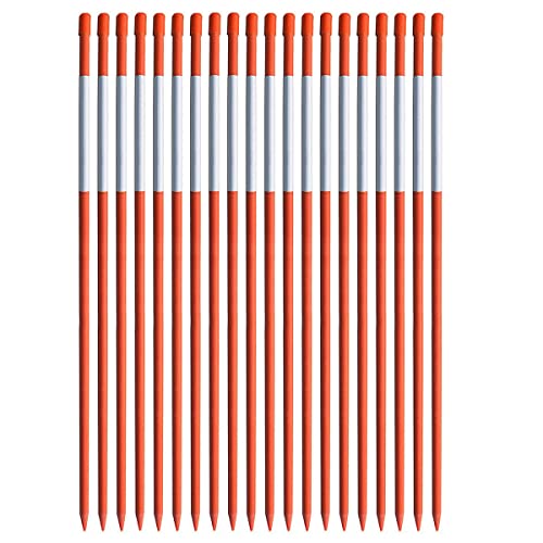 20Pcs 5/16" Driveway Marker Reflective Driveway Poles Fiberglass Snow Stakes with Reflective Tape for Easy Visibility at Night (4Ft-20Pcs-Orange) - 4Ft-20Pcs-Orange