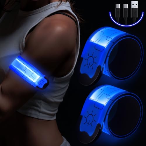 Rechargable Blue LED Armbands - 2 Pack