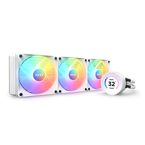 NZXT Kraken Elite RGB 360 - RL-KR36E-W1 - 360mm AIO CPU Liquid Cooler - Customizable 2.36" LCD Display for Images, Performance Metrics - High-Performance Pump - 3 x F120 RGB Core Fans - White - White - 360mm Radiator - Kraken Elite RGB