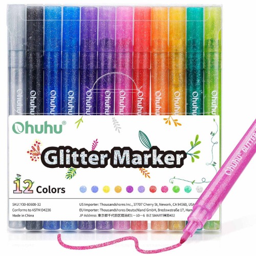 Ohuhu Glitter Metallic Marker Pens | 12 Glitter Colors / US Warehouse to USA Only