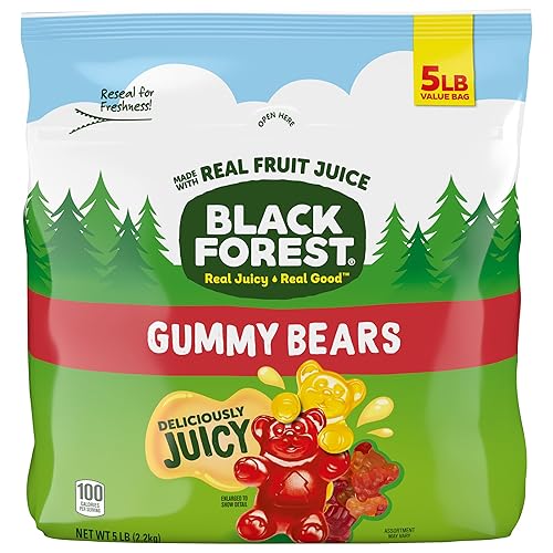 Black Forest Gummy Bears Candy, Made With Real Fruit Juice, Resealable 5-Pound Bulk Bag - 80oz - New