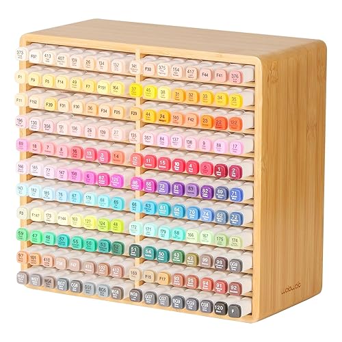 walowalo Marker Organizer, Hold 176 Markers, Bamboo Marker Holder, Christmas Gifts Art Supply Pencil Storage Organizer with 22 Compartments, All-in-One Marker Storage for Home Office Desk Classroom