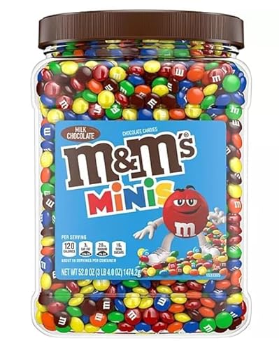 M M’S Minis Milk Chocolate Candy Resealable Bulk Jar 52 oz,