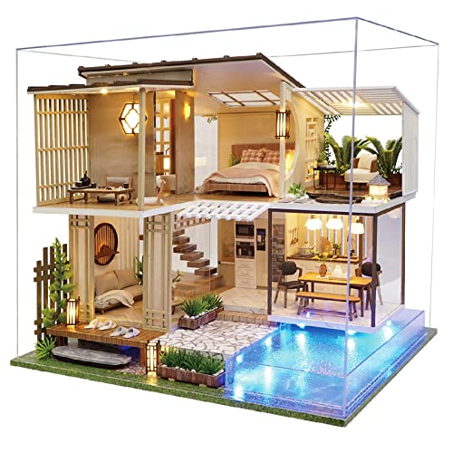 Spilay DIY Miniature Dollhouse Wooden Furniture Kit,Handmade Mini Home Model with Dust Cover & Music Box,1:24 Scale Creative Doll House for Friend Gift (Elegant and Quiet with dust Cover Music Box) - Elegant and Quiet with dust cover music box