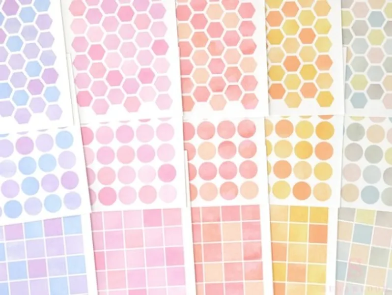 Watercolor Dots Hexagons Square Planner Sticker Highlighters | Etsy