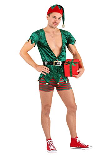 Men's Sexy Christmas Elf Costume - Medium