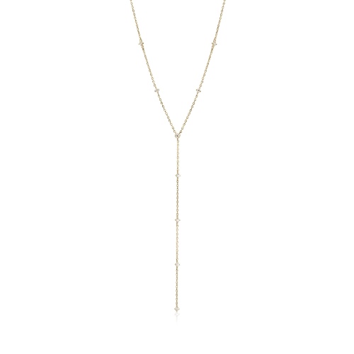 DIAMOND STUDDED LARIAT - 14k Solid Gold & Diamond
