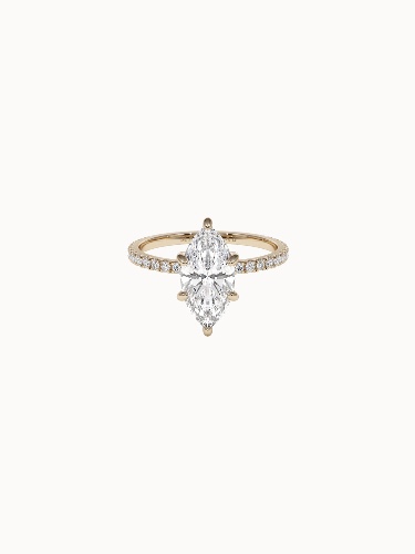 Solitaire Diamond Engagement Ring with Pavé Band