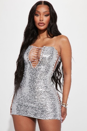After Party Chic Sequin Mini Dress - Silver | M