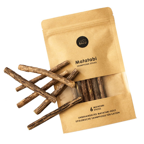 LucyBalu® 6X Matatabi Sticks für Katzen I Katzen Zahnpflege Natur I 6er Pack Sticks aus Matatabi Holz gegen Mundgeruch I Matatabi Katzenspielzeug