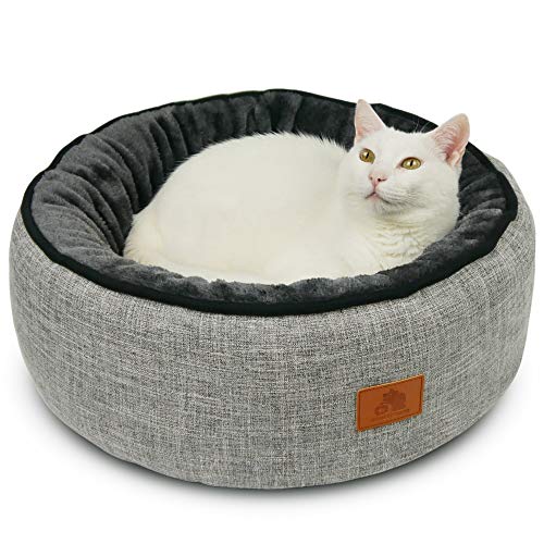 SCHLITZOHR Donut Katzenbett Sissy rund | Ø 50cm | waschbares Premium Bettchen für Katzen & Hunde in edlem grau | gemütlichem Wendekissen - Grau