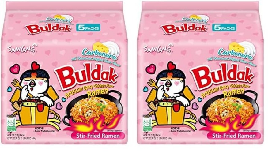 Samyang Buldak Spicy Ramen, Hot Chicken Ramen, Korean Stir-Fried Instant Noodle, Carbonara, 1 bag with 10 pack