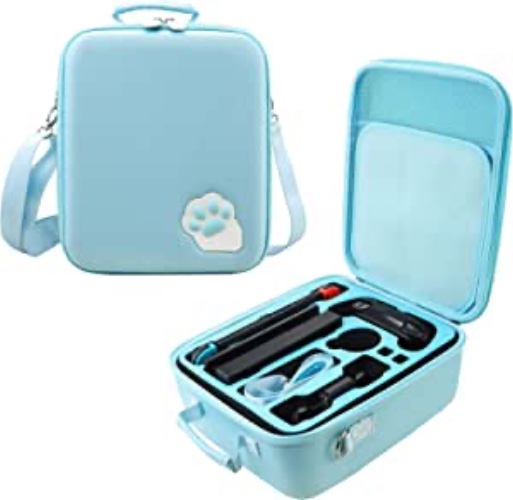 Blue Cat Paw Protective Case for Nintendo Switch, Switch Carrying Travel Bag with 21 Game-Card Slots for Console, Dock, Pro Controller, Joy-Con Grip, Poke Ball Plus & Accessories. - Blue