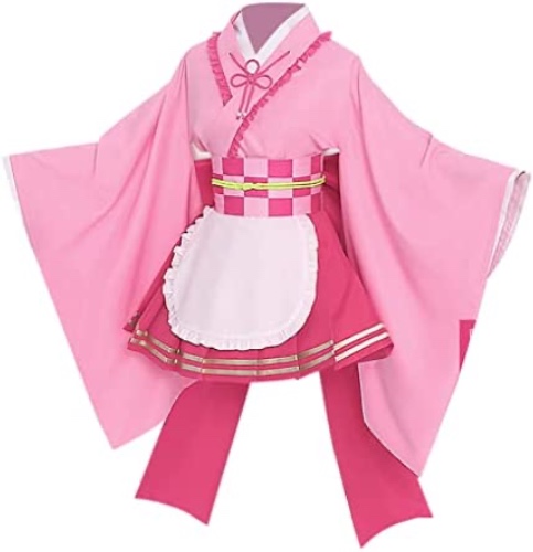 Yunbei Japanese Kamado Nezuko Kimono Cosplay Costume Kanroji Mitsuri Yukata Robe Dress Outfit - XX-Large Red