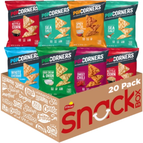 PopCorners Popped Corn Snacks, 6 Flavor Variety Pack, 1oz Bags (20 Pack)