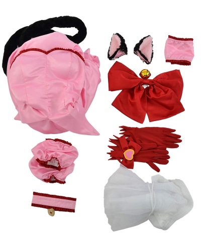 miccostumes Women's Anime Cosplay Costume Transformed Short Pink Dress with Cat Ears and Tail
