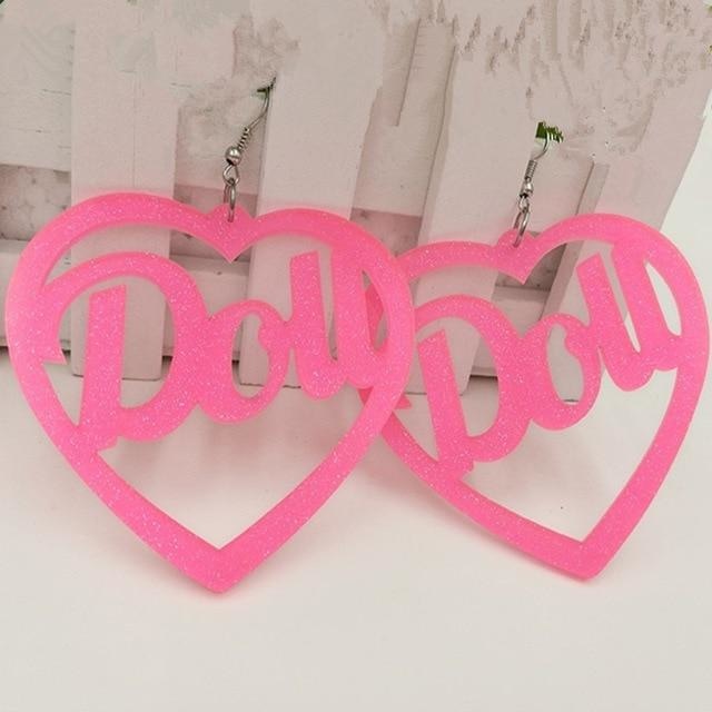 Doll Hoop Earrings - Pink