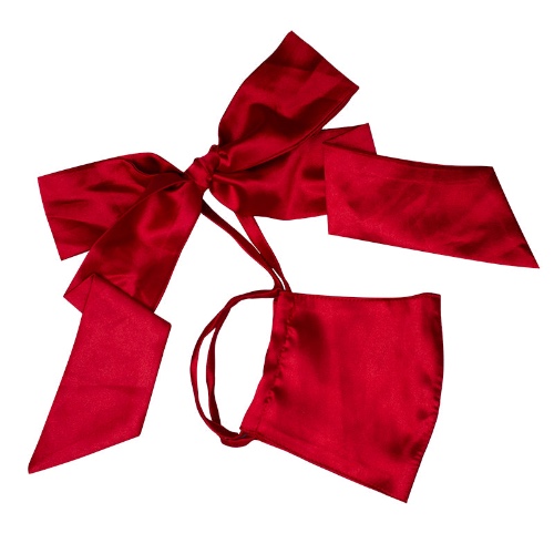 Red Satin Bow Face Mask - Red / One Size