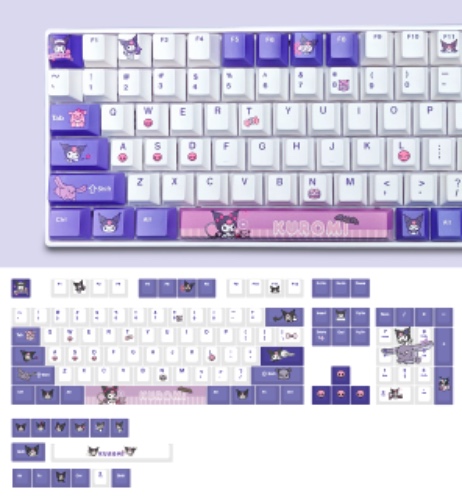 Sanrio Kuromi Purple Keycaps for Cherry MX Switches Cute Japanese Anime Mechanical Gaming Keyboard, PBT Key Caps Set(KUROMI-001) - KUROMI-001