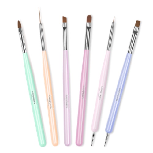 Beetles Nail Art Brushes Set Gel Polish Nail Art Design Pen Painting Tools with Nail Extension Gel Brush Builder Nail Gel Brush Nail Art Liner Brush and Nail Dotting Pen Salon at Home Diy Manicure - A-Gray Nail Brush 6pcs