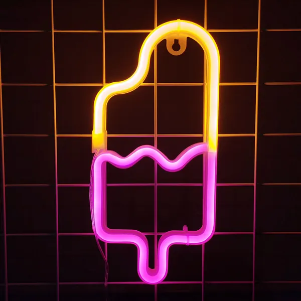 Popsicle Neon Sign Cute Wall Decor Game Room LED Lights