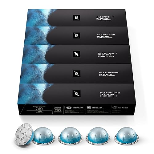 Nespresso Capsules Vertuo, Ice Leggero, 50-Count Double Espresso Coffee Pods, Brews 2.7 oz. - Iced Leggero - 10 Count (Pack of 5)