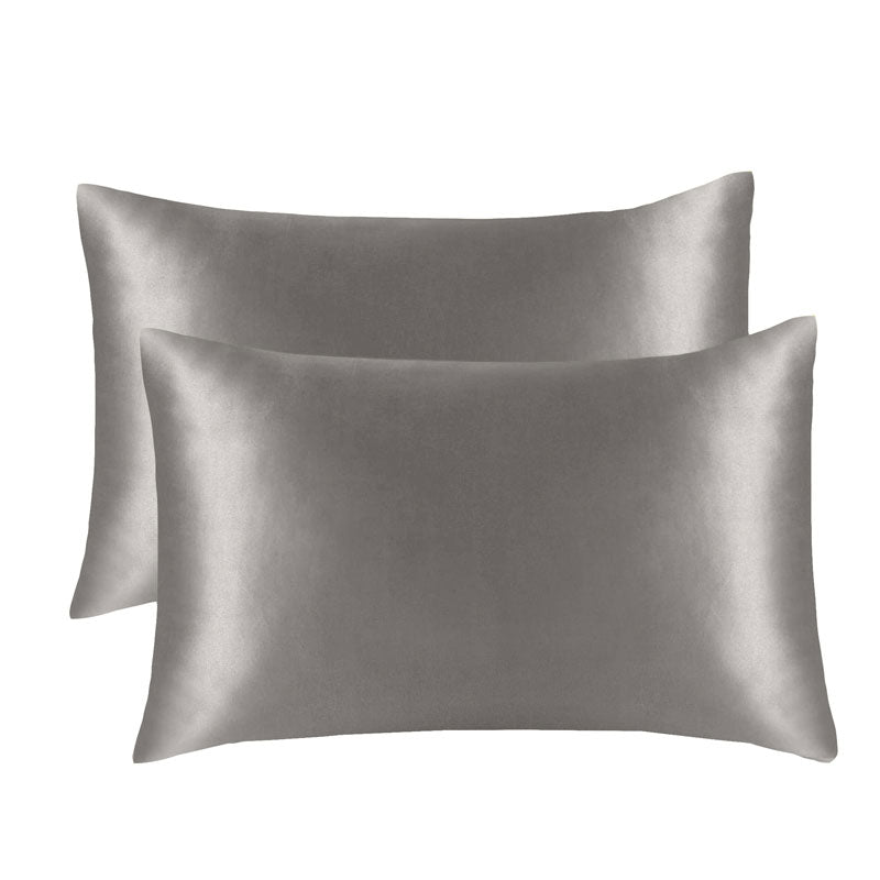 2-Pack of Soft Cooling Satin Pillowcases - QUEEN / SILVER
