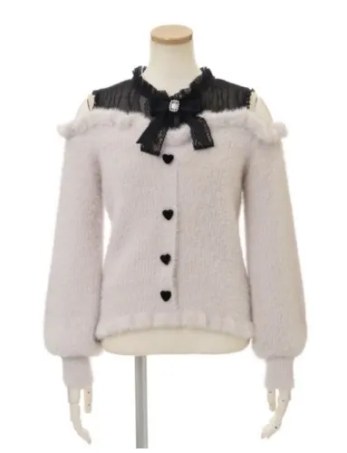 Liz lisa fluffy pink long sleeve off shoulder