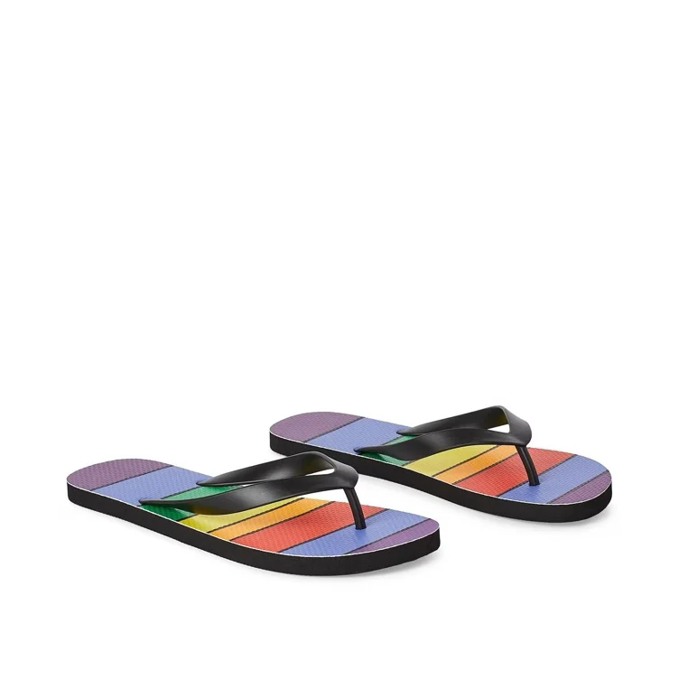 Rainbow colour flip flops